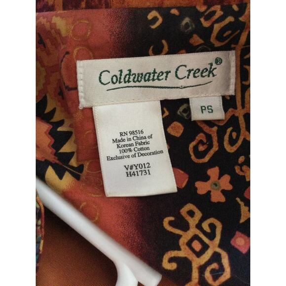 Coldwater Creek Cotton Embroidered Beaded Jacket Women PS Small Orange Patchwork - Picture 2 of 10